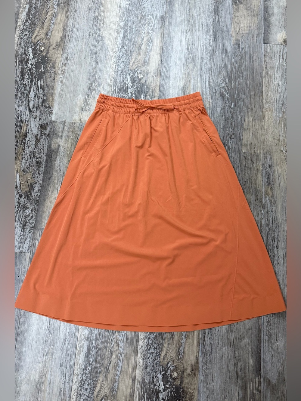 Athleta Rust-Orange A-Line Drawstring Skirt